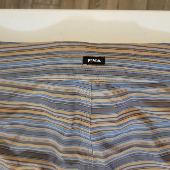 Prana Fenton Boardshort Men 30 Stripe 9" L Stretch Quick Dry UPF Surf Swim Trunk - Picture 4 of 8